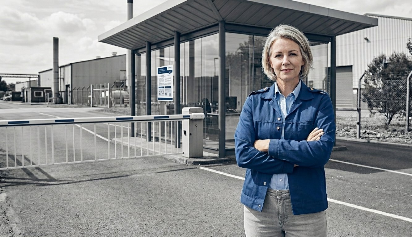 Mitarbeiterin an der Werkspforte
